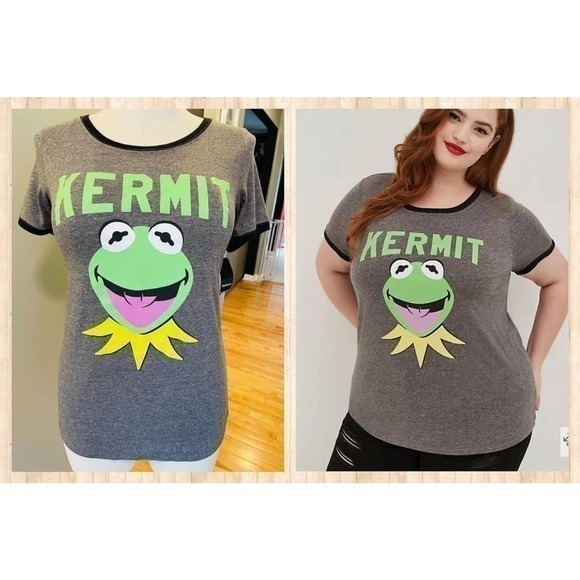 New Torrid Disney Kermit the Frog Muppets Ringer Graphic Triblend T Shirt Tee 0X - Picture 1 of 1